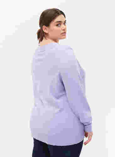 Gebreide blouse van viscose met v-hals, Lavender, Model image number 1