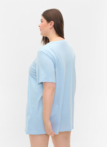 Oversized slaap t-shirt van biologisch katoen, Cashmere Blue DREAMS, Model image number 1