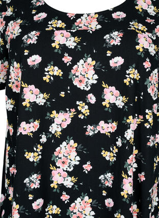 Bedrukte katoenen jurk met korte mouw, Black W. Rose F. , Packshot image number 2