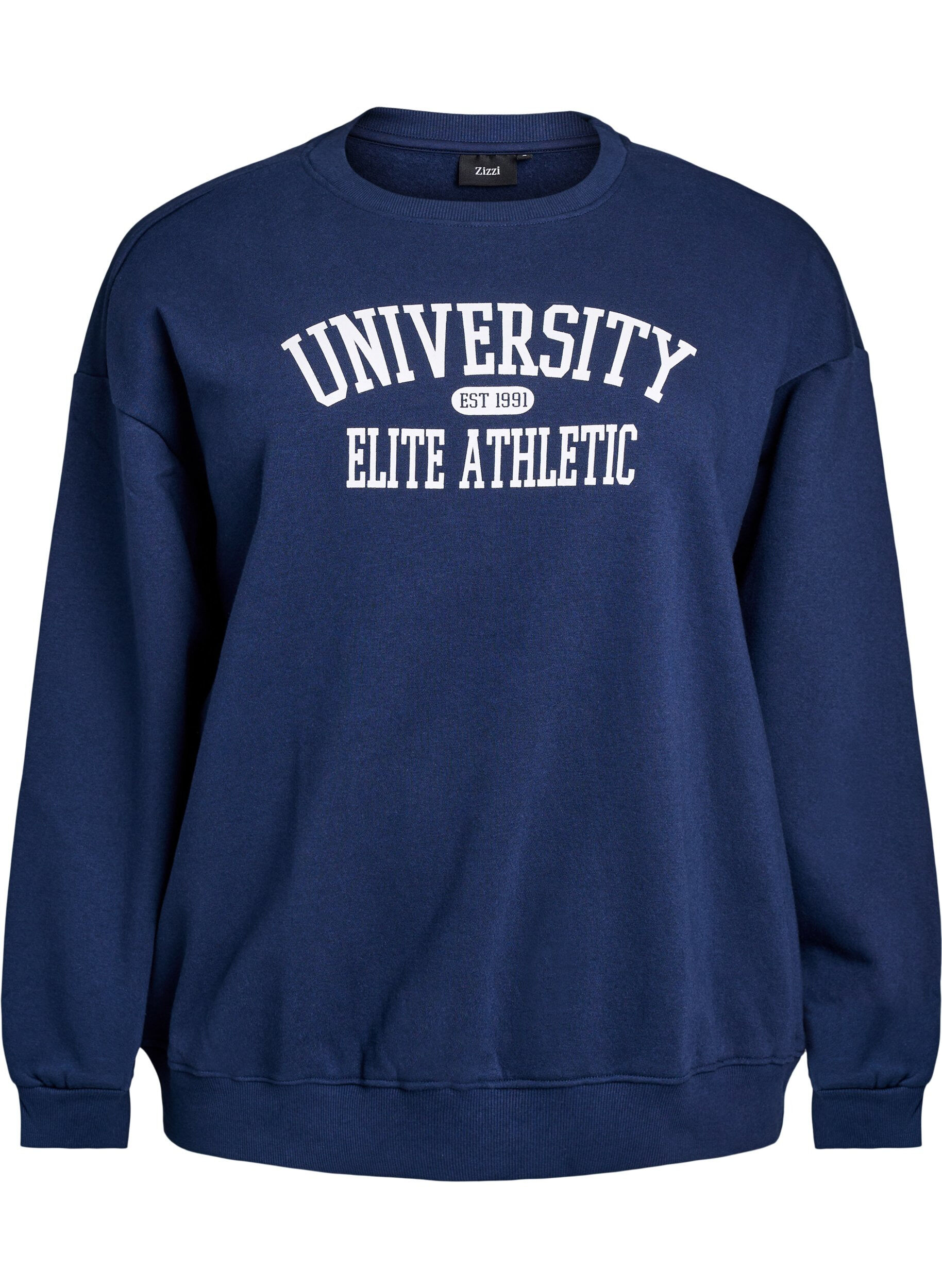 Zizzi Het sweatshirt met tekstprint, Blauw, Packshot image number 0