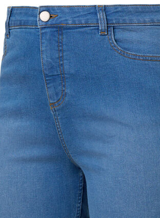 High Waist denim shorts met slim fit, Medium Blue Denim, Packshot image number 2