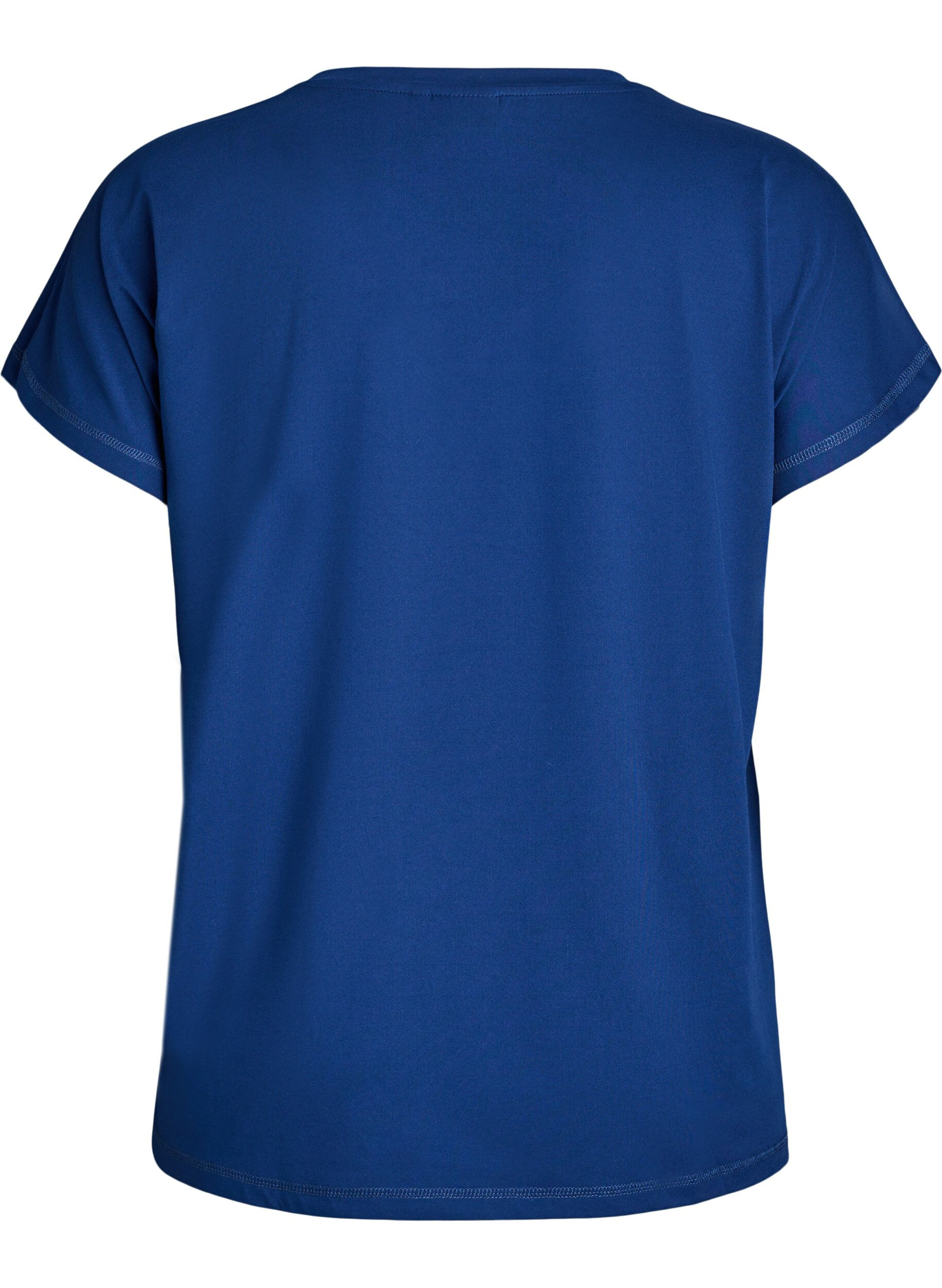 Zizzi Losvallend sport T-shirt met V-hals, Blauw, Packshot image number 1
