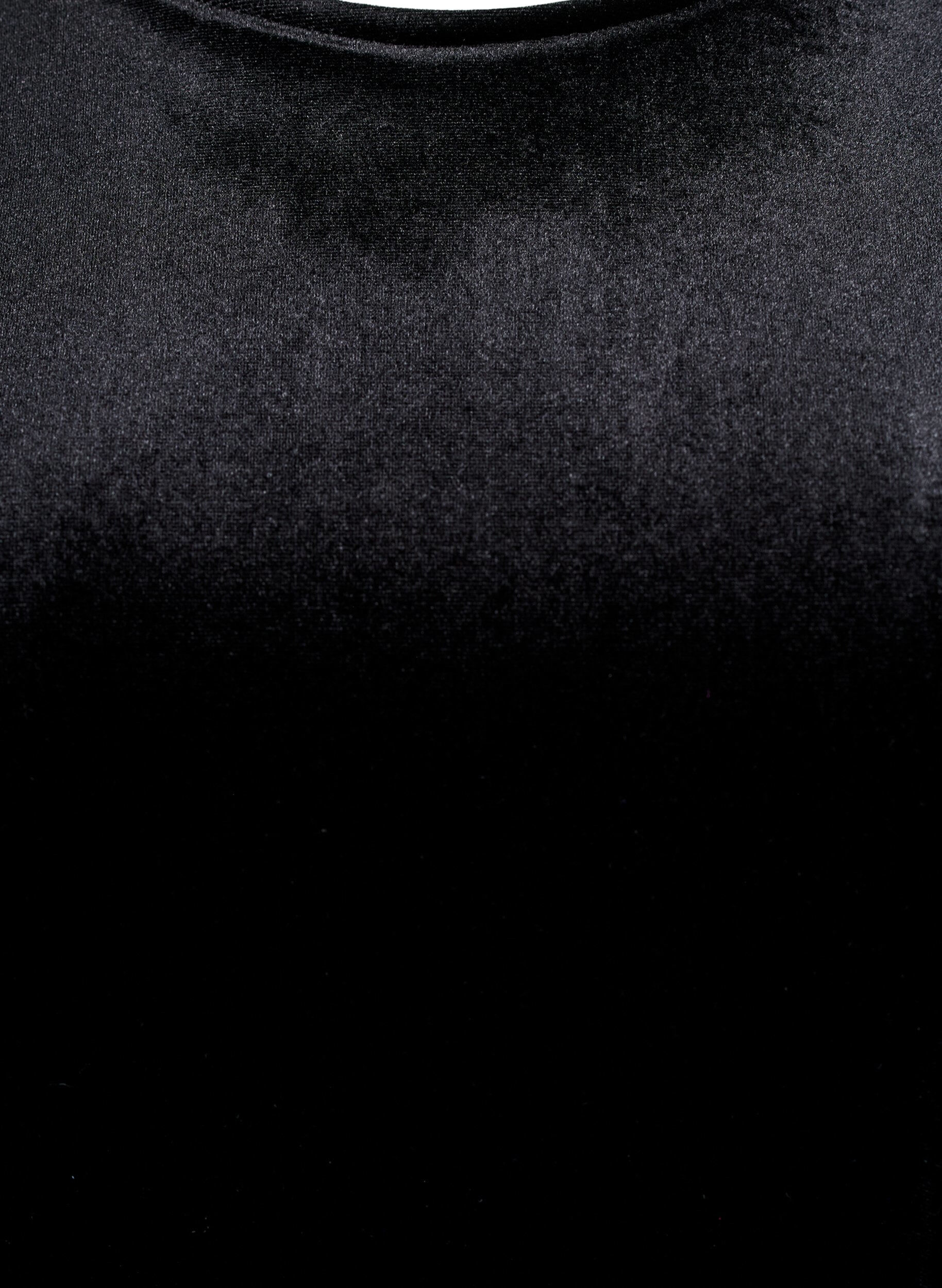 Zizzi Velourt-shirt met korte mouwen, Zwart, Packshot image number 2