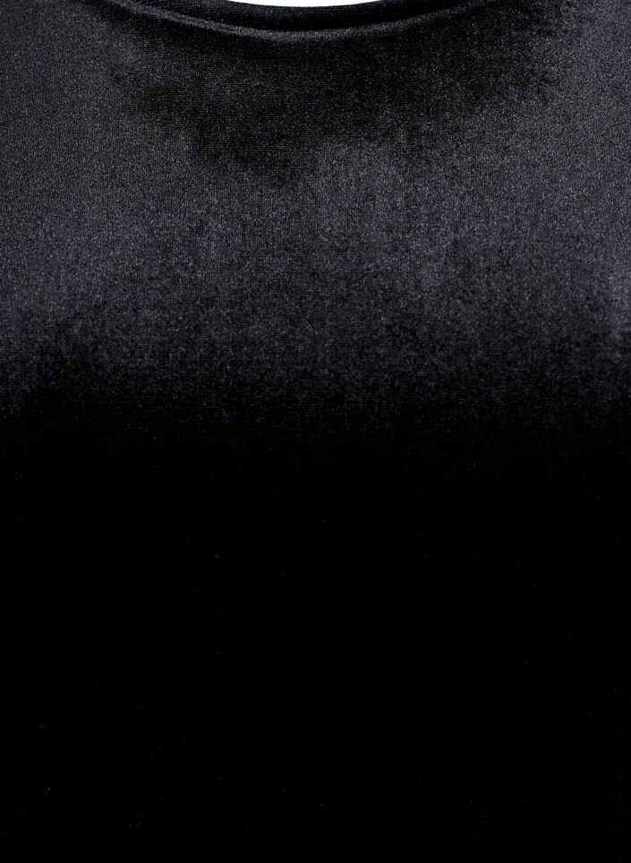 Velourt-shirt met korte mouwen, Zwart, Packshot image number 2