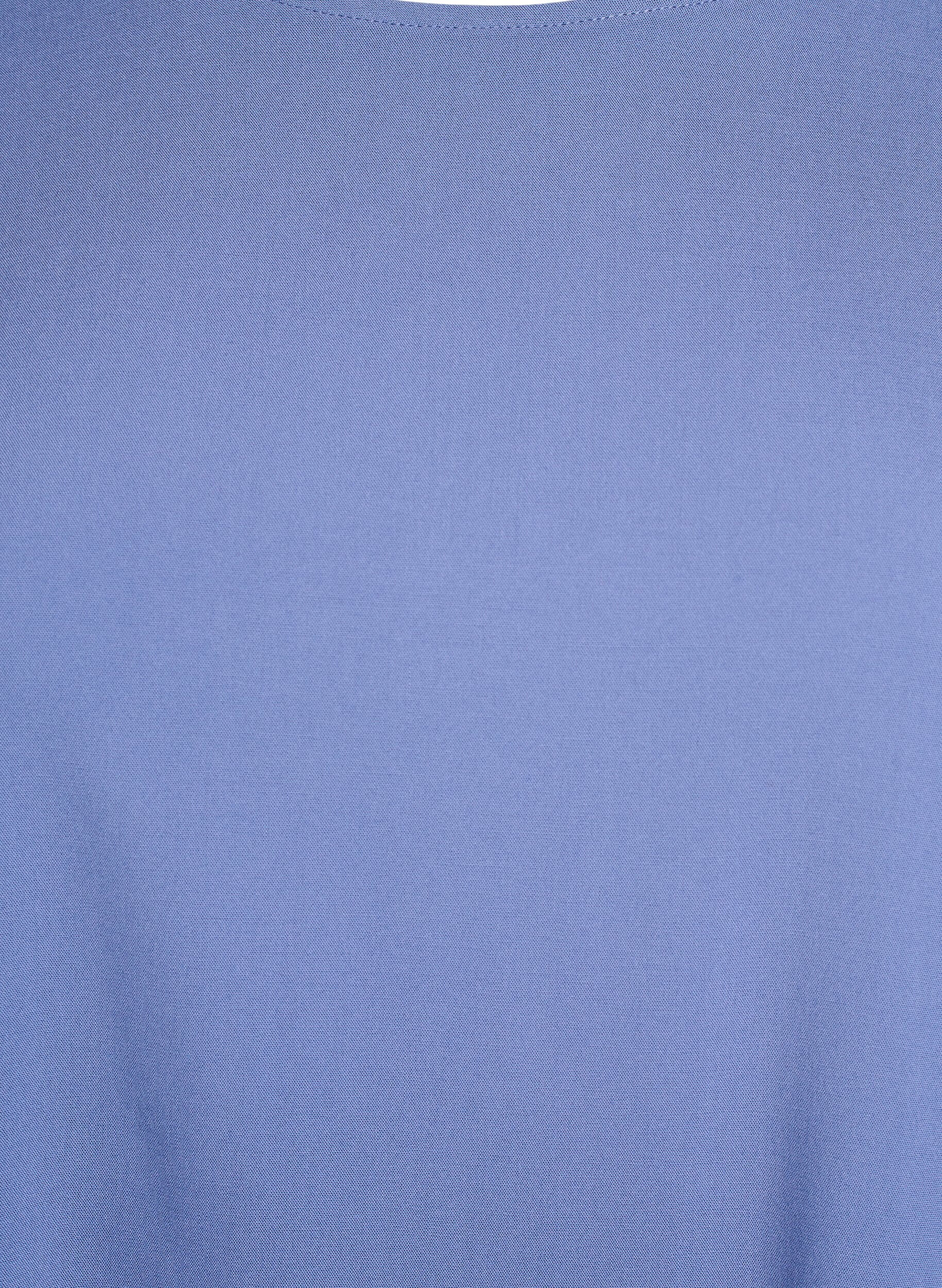 ZizziGeweven blouse met korte mouwen en ronde hals, Blauw, Packshot image number 2