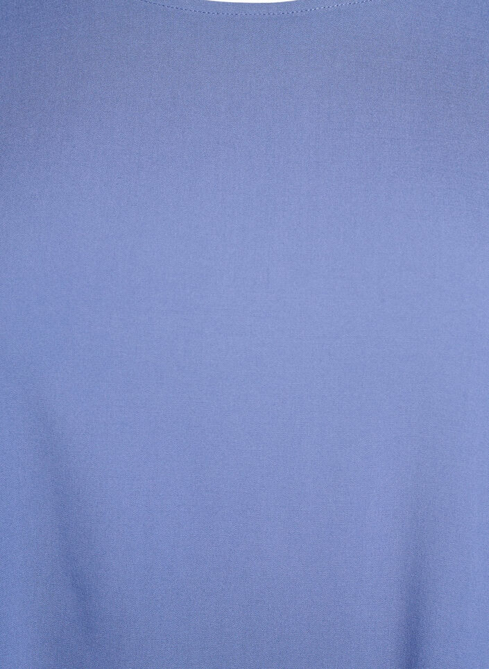 Geweven blouse met korte mouwen en ronde hals, Blauw, Packshot image number 2