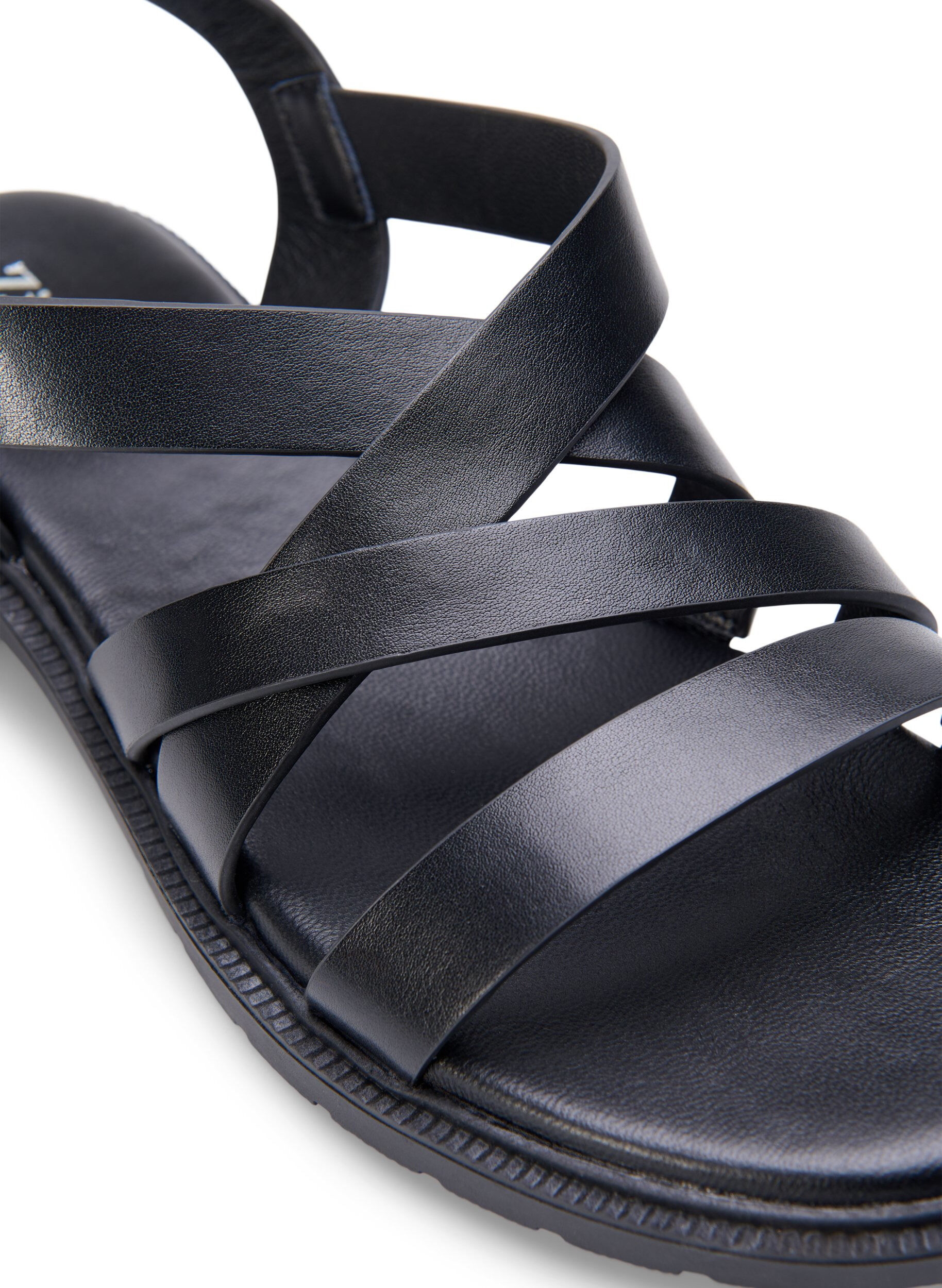 Zizzi Leren zomersandalen met een brede pasvorm, Black, Packshot image number 3