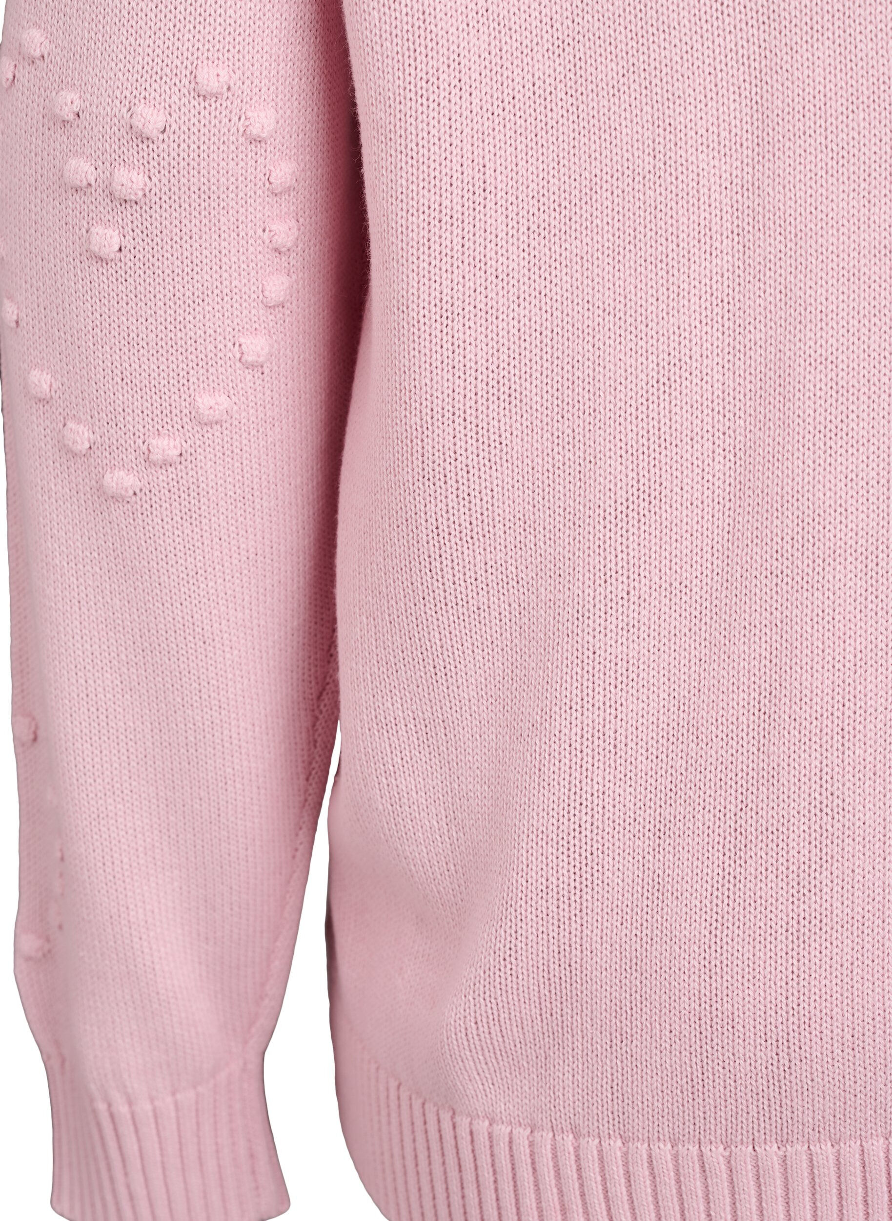 Zizzi Los vallende gebreide blouse met hartjespatroon, Roze, Packshot image number 3