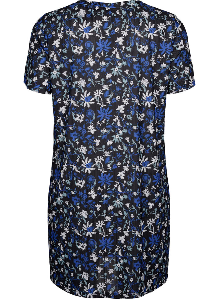 FLASH - Jurk met bloemenprint en korte mouwen, Black Blue Green AOP, Packshot image number 1