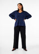 Gebreide blouse met V-hals en lange mouwen, Naval A. Black Mel., Model image number 2