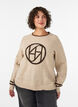 Trui met logo en contrasterende strepen, Beige, Model image number 0