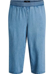 Lyocell culotte broek met wijde pijpen en denimlook, Blauw