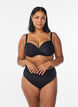 Bikini top met beugel en plooien, Zwart, Model image number 1