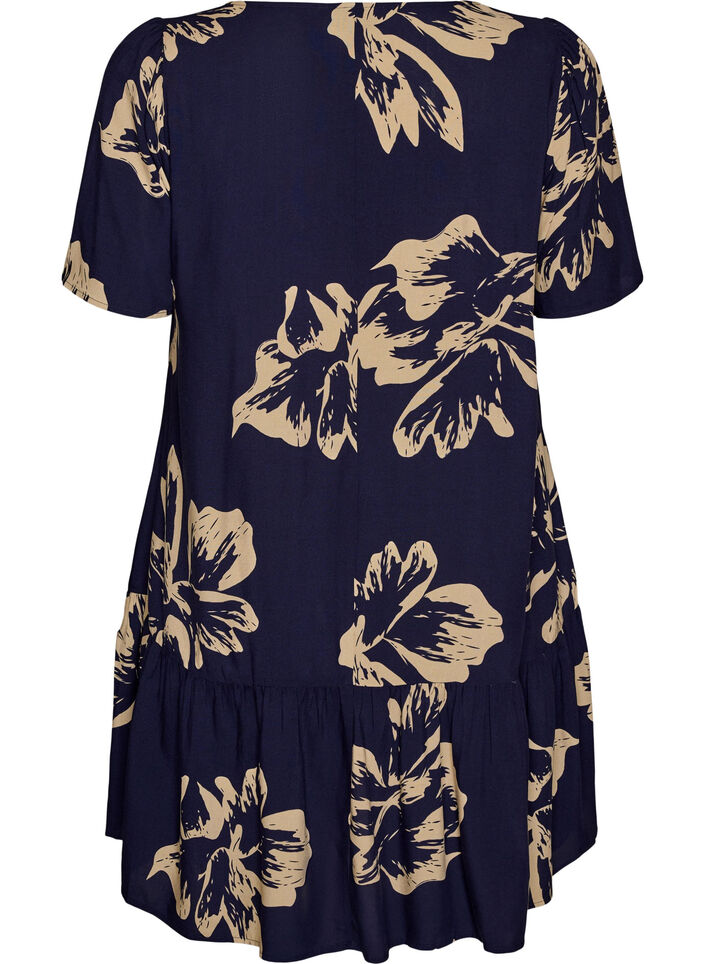 Jurk van viscose met coupenaad, Blauw, Packshot image number 1