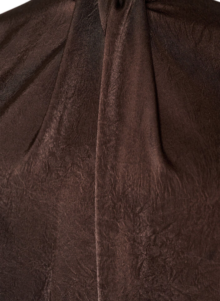 Blouse met satijnen look en ballonvorm, Bruin, Packshot image number 2