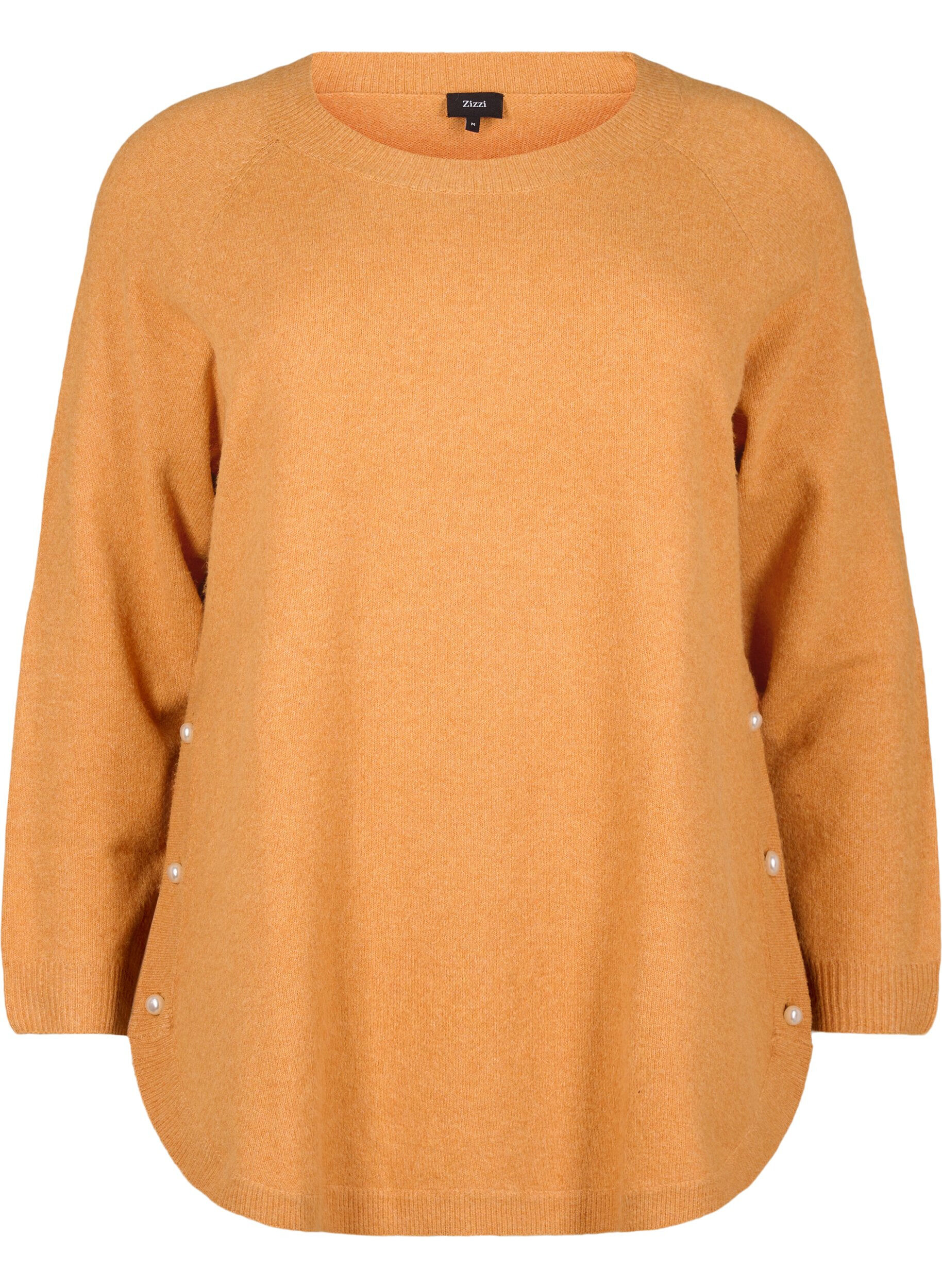 Zizzi Gebreide blouse met kralen, Yam White Mel., Packshot image number 0