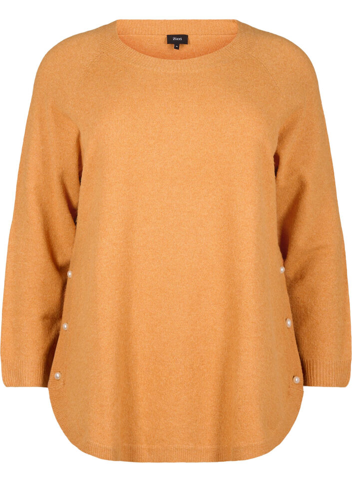 Gebreide blouse met kralen, Yam White Mel., Packshot image number 0