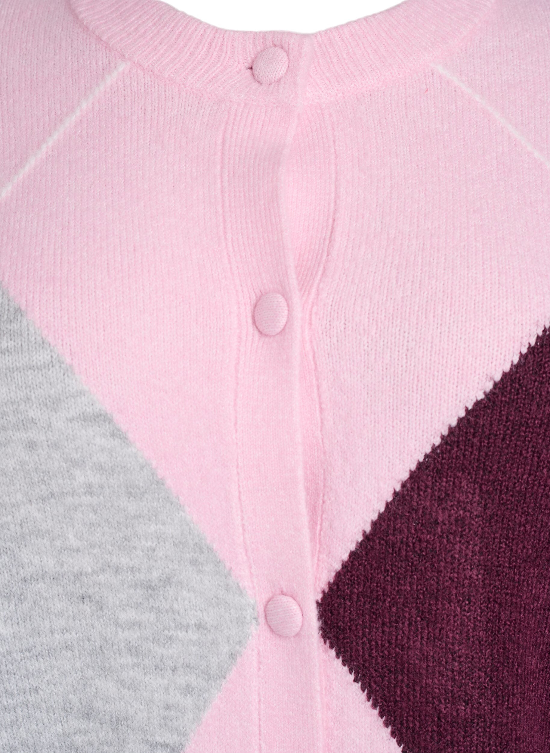 Zizzi Cardigan met argylepatroon en ronde hals, Roze, Packshot image number 2