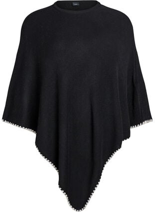 Fijngebreide poncho - Zwart - Maat One Size Fijngebreide poncho - Zwart - Maat One Size