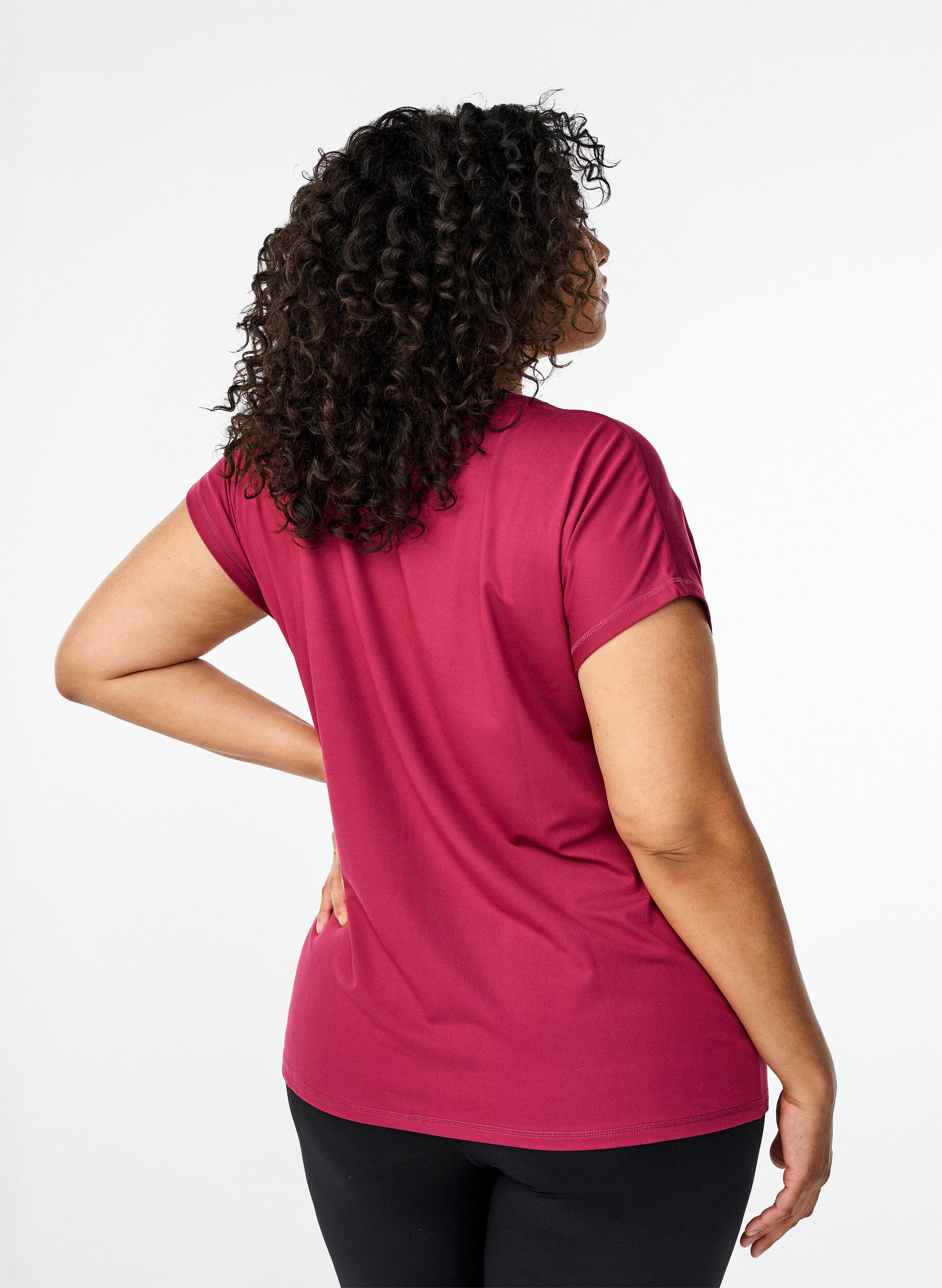 Zizzi Effen gekleurd T-shirt voor sporten, Rood, Model image number 2