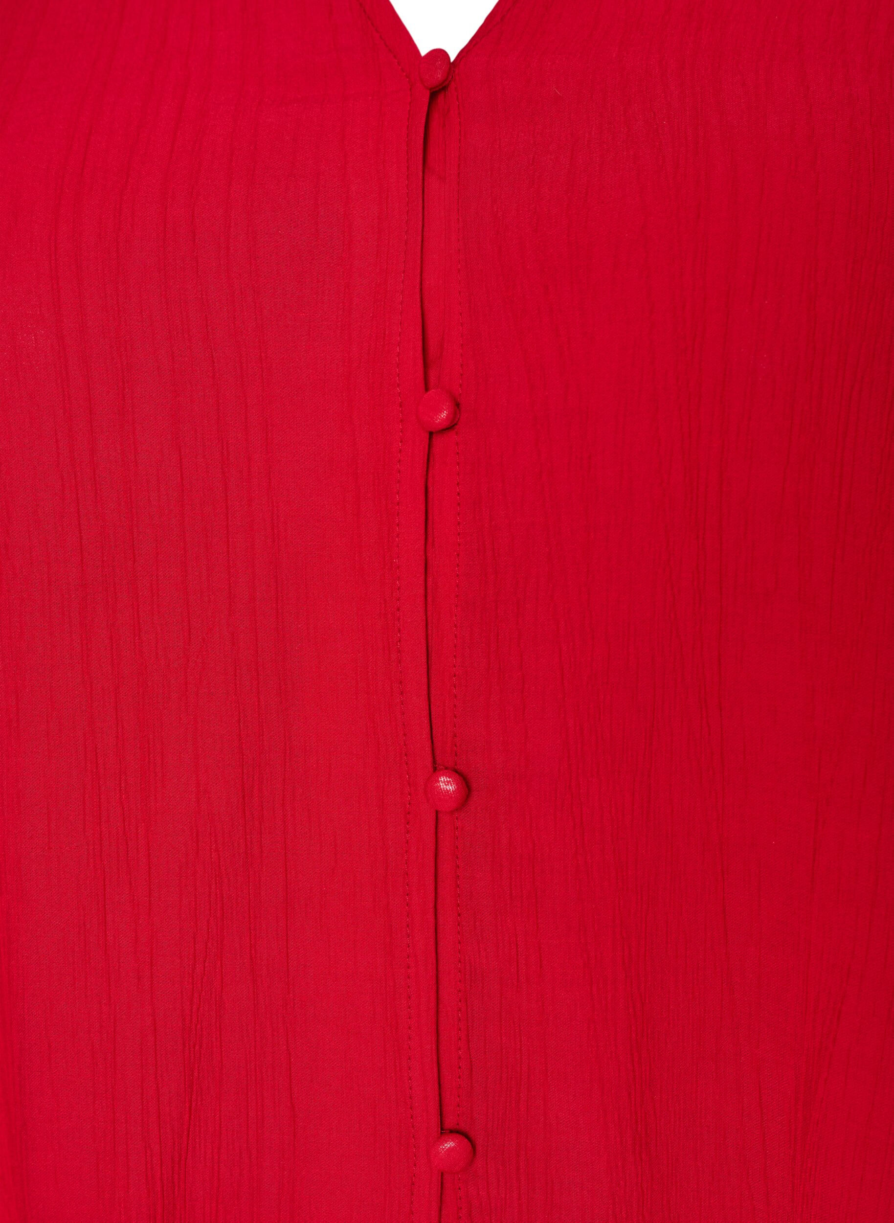 ZizziLosse tuniek met gekreukte structuur en rucherand, Rood, Packshot image number 2