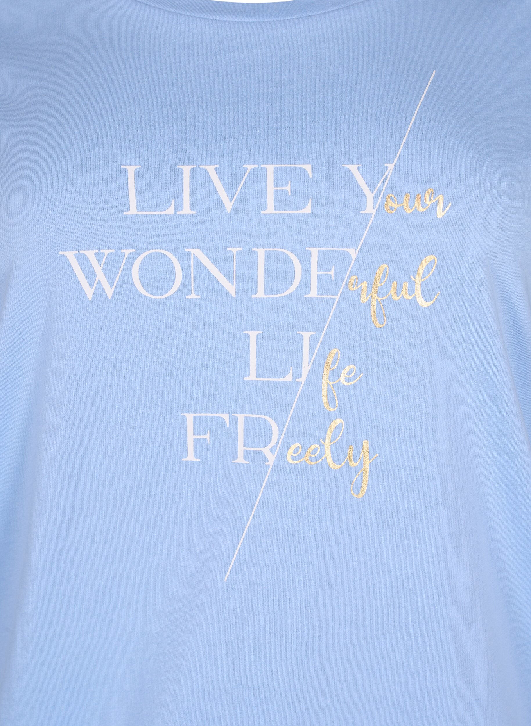 Zizzi Katoenen t-shirt met korte mouwen en elastische rand, Serenity w. Live, Packshot image number 2