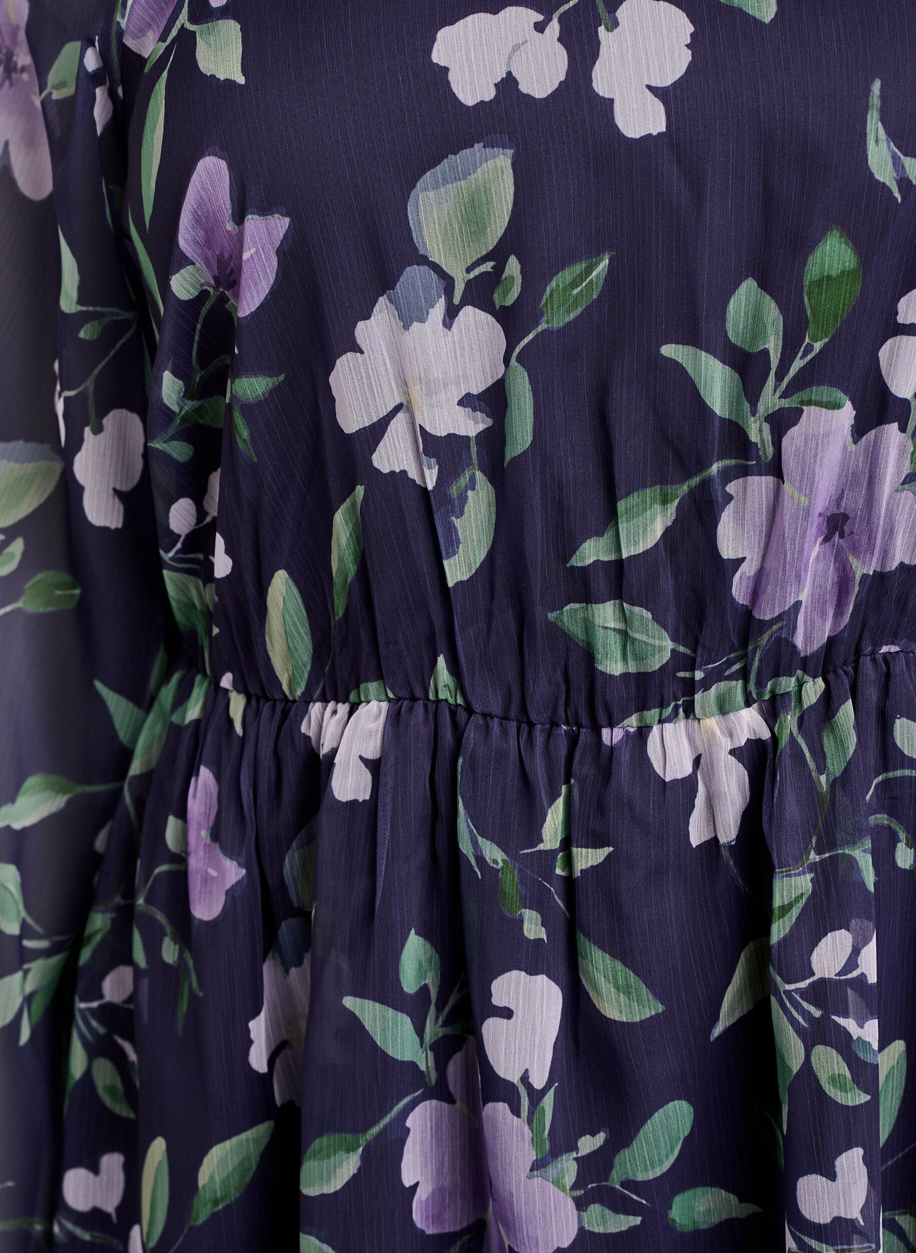 Zizzi Chiffon feestjurk met lange mouwen, Blauw, Packshot image number 2