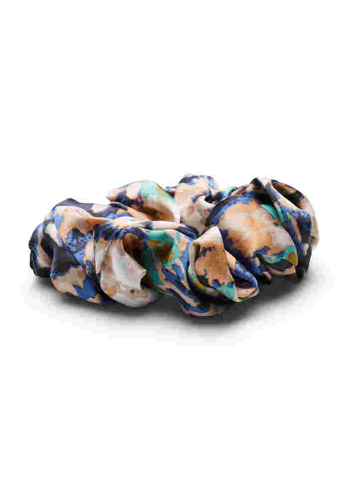 Effen kleur scrunchie, Green/Blue AOP, Packshot image number 1
