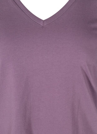 T-shirt in biologisch katoen met v-hals, Vintage Violet, Packshot image number 2