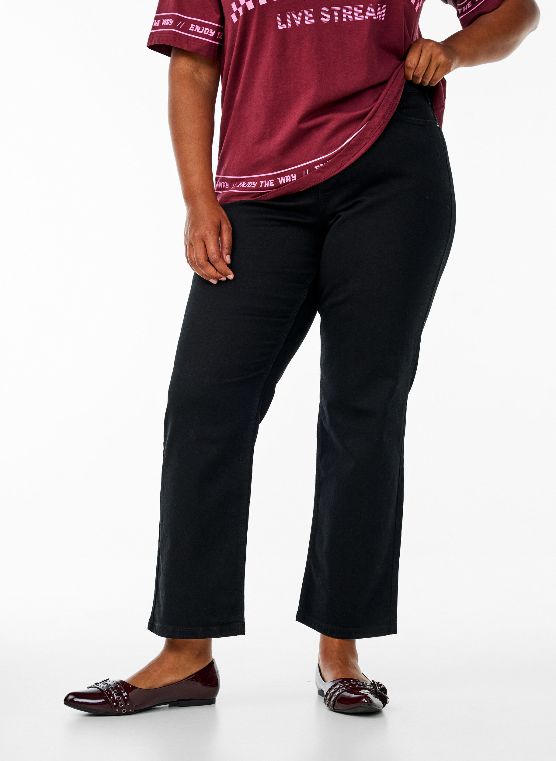 Zizzi High-waisted Gemma jeans met een regular fit, Zwart, Model image number 2
