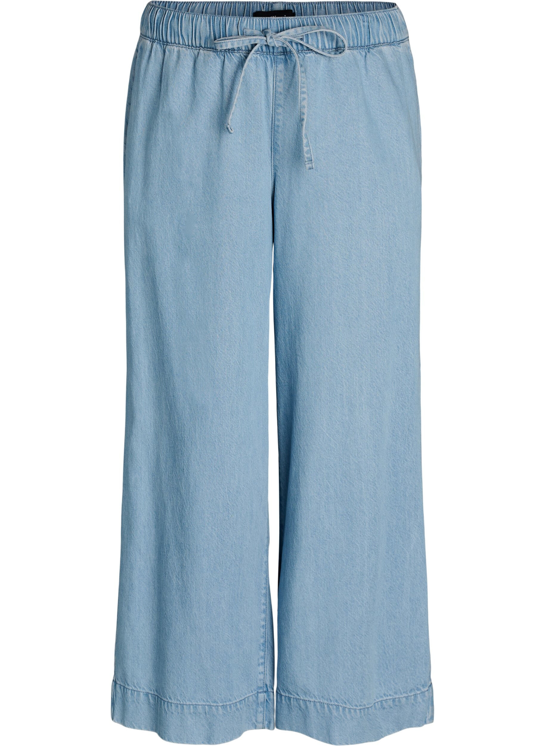 Zizzi Denim jogger met wijde pijpen en hoge taille, Blauw, Packshot image number 0