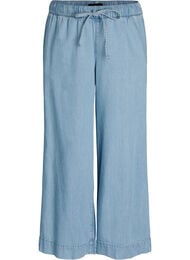Denim jogger met wijde pijpen en hoge taille, Blauw