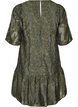 Jacquard jurk met glanzende details en pofmouwen, Groen, Packshot image number 1