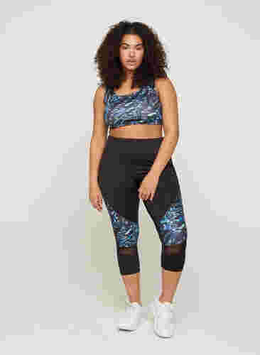 Sportieve capri broek met print en mesh, Flexi Blue, Model image number 2