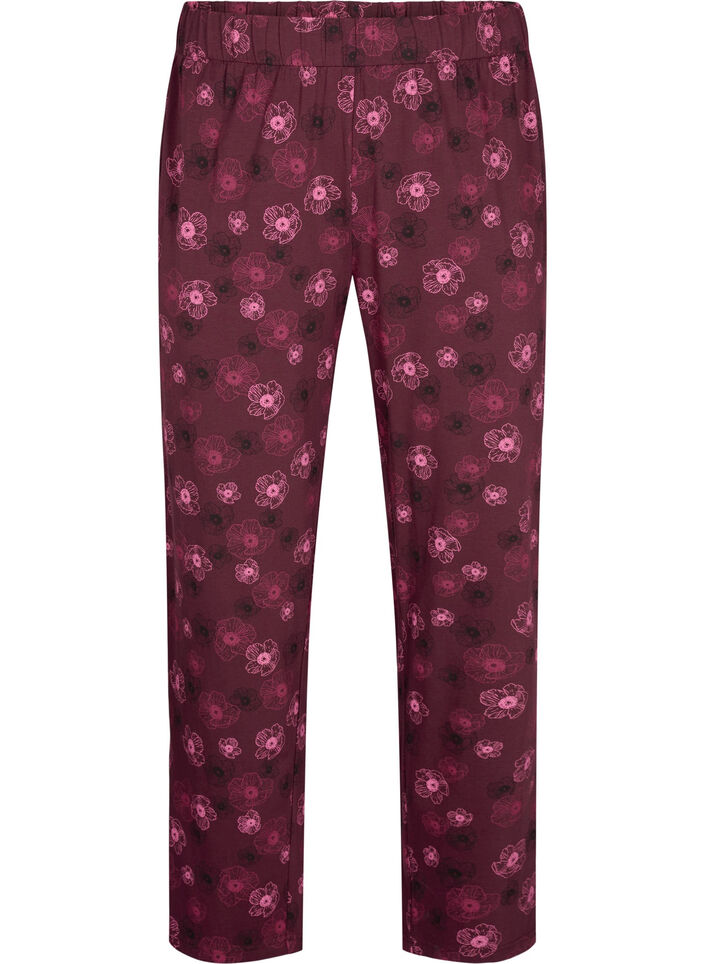 Kleren pyjama broek met print, Donker Bordeaux, Packshot image number 0