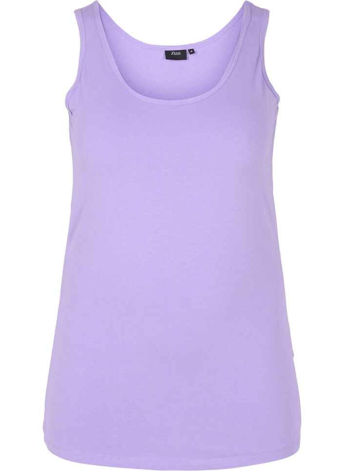 Effen gekleurd basic top in katoen, Paisley Purple, Packshot image number 0