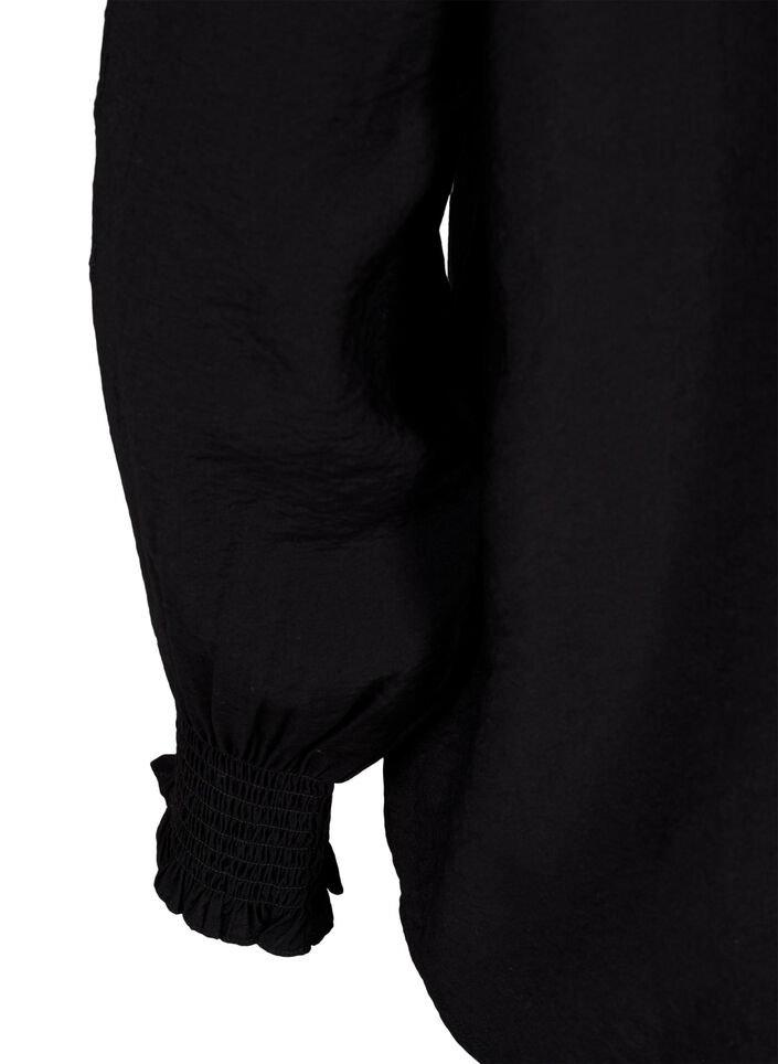 Blouse met ruches en broderie anglaise, Black, Packshot image number 3