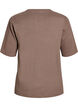 Geribde jersey blouse met korte mouwen, Bruin, Packshot image number 1