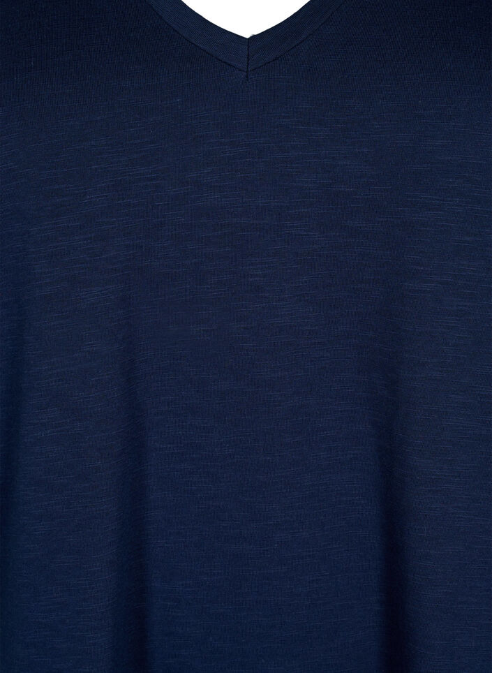 Basic t-shirt met korte mouwen en v-hals, Blauw, Packshot image number 2