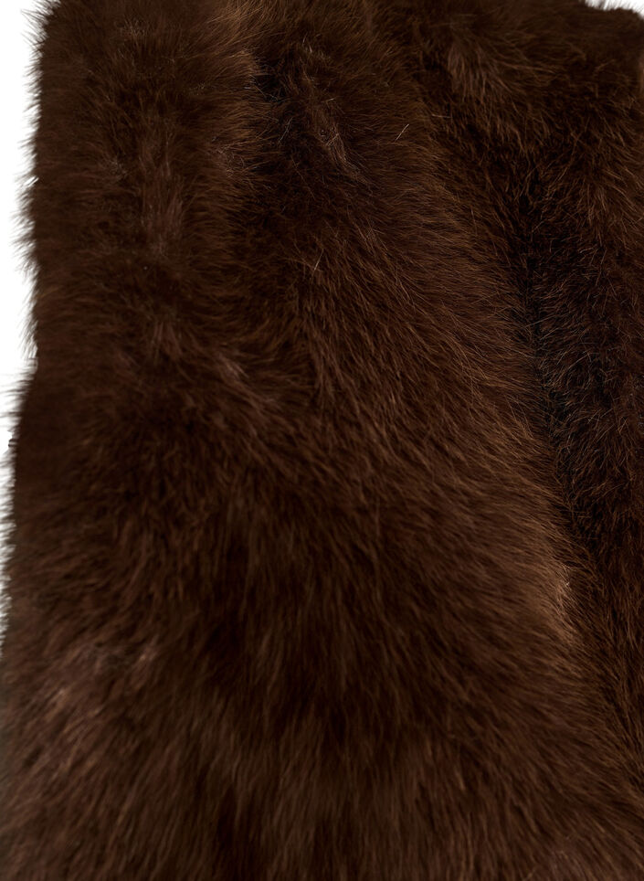 Korte jas van imitatiebont met open voorkant, Bruin, Packshot image number 3