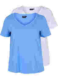 Set van 2 basic t-shirts in katoen, Ultramarine/White