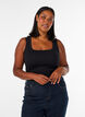 Rib top with square neckline, Black, Model image number 0