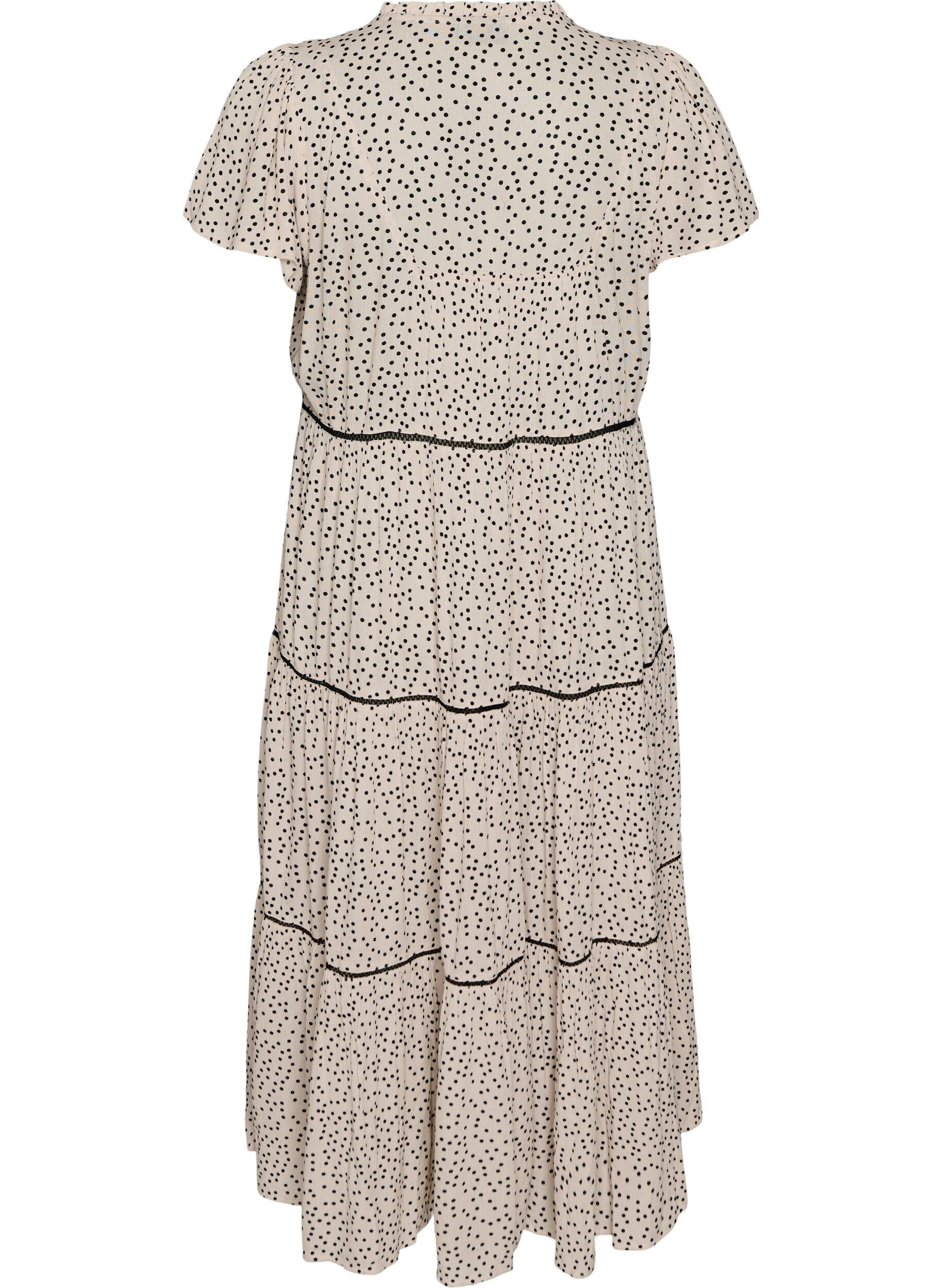 Zizzi Midi-jurk van viscose met patroon, Wit, Packshot image number 1