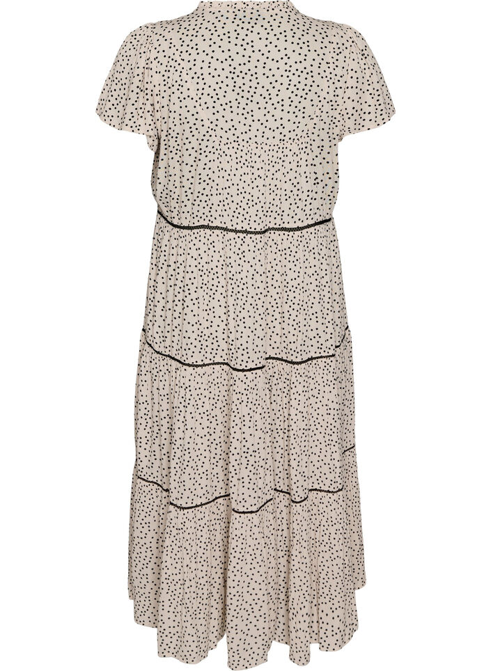 Midi-jurk van viscose met patroon, Wit, Packshot image number 1