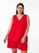 Mouwloze top met kreukeffecten, Rood, Model image number 0