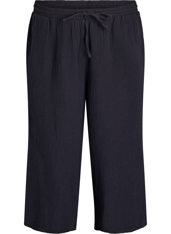 Culotte broek met een hoge taille, Zwart, Packshot image number 0