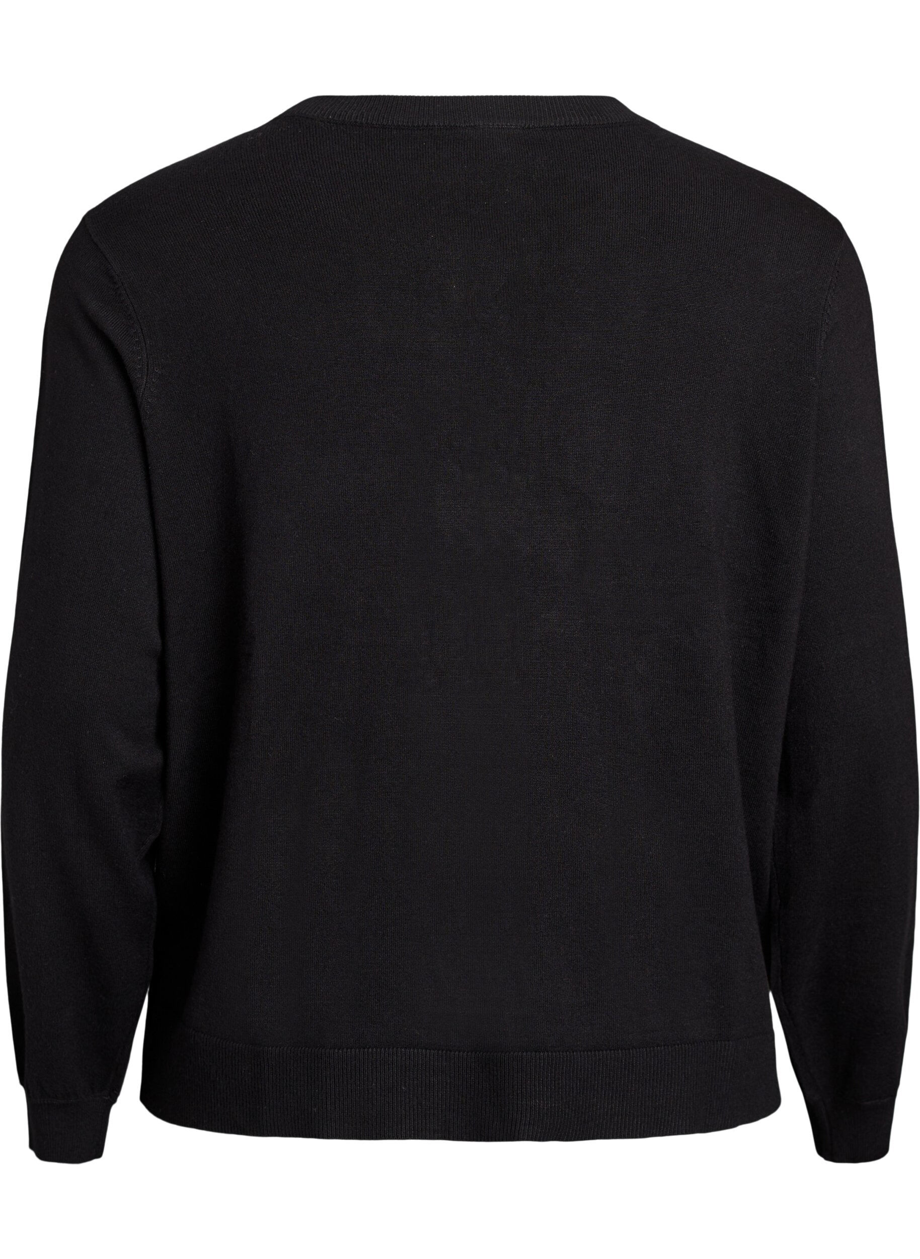 Zizzi Cardigan met parelgeborduurde strikken en drukknoopjes, Zwart, Packshot image number 1