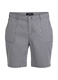 Gestreepte bermudashorts met hoge taille, Zwart