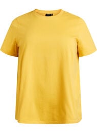 Basic katoenen T-shirt met ronde hals, Geel