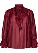 Viscose blouse met ruches en lange mouwen, Rood, Packshot image number 0
